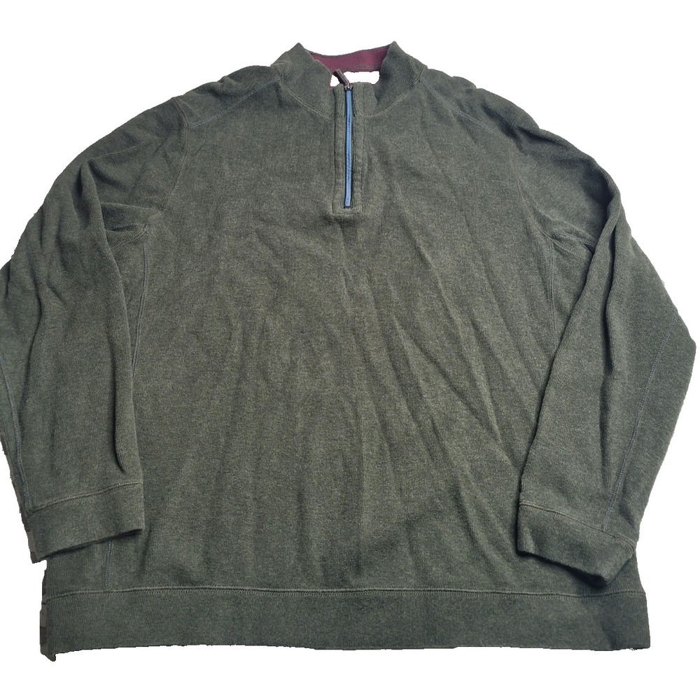 Tommy‎ Bahama Reversible 1/4 Zip Sweater Green/Red Men's Large